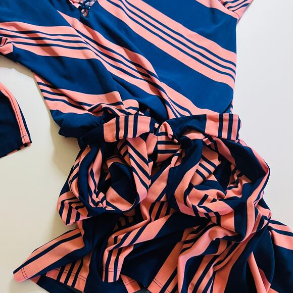 Market & Spruce Multicolored Striped Romper Size Small Petite Blue Pink - Picture 6 of 9